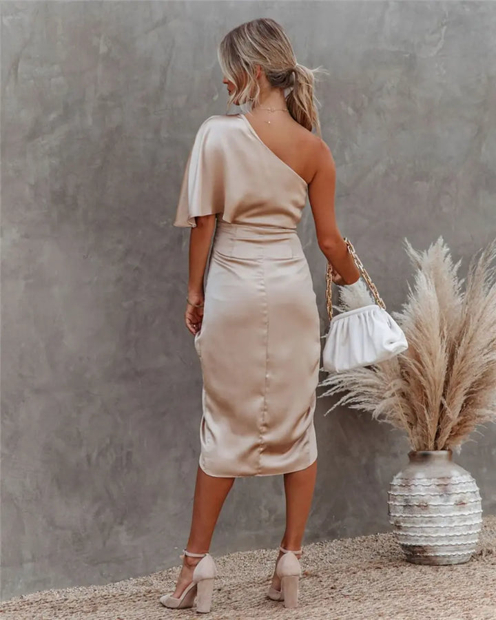 Aisha - Elegantes Drapé-Midikleid für Damen