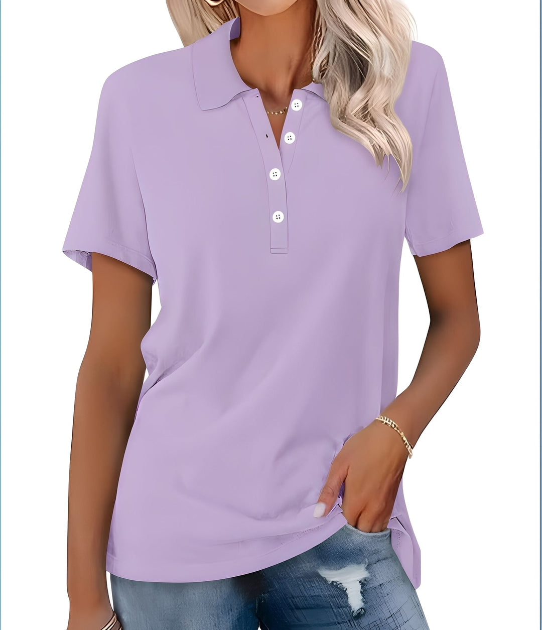 Glenna - Angenehmes, eng anliegendes Kurzarm-Poloshirt für Damen