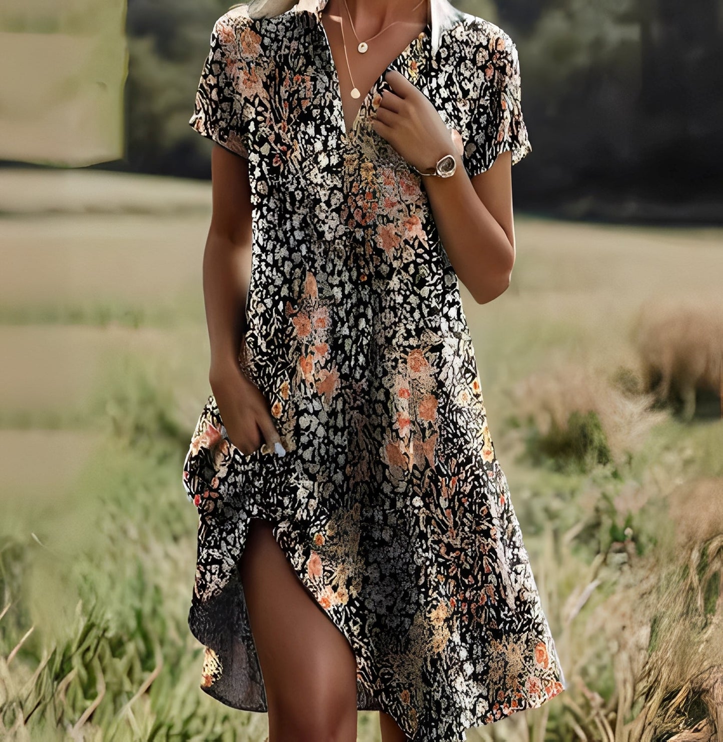 Eloise - Schickes Kleid mit kurzen Ärmeln für Damen