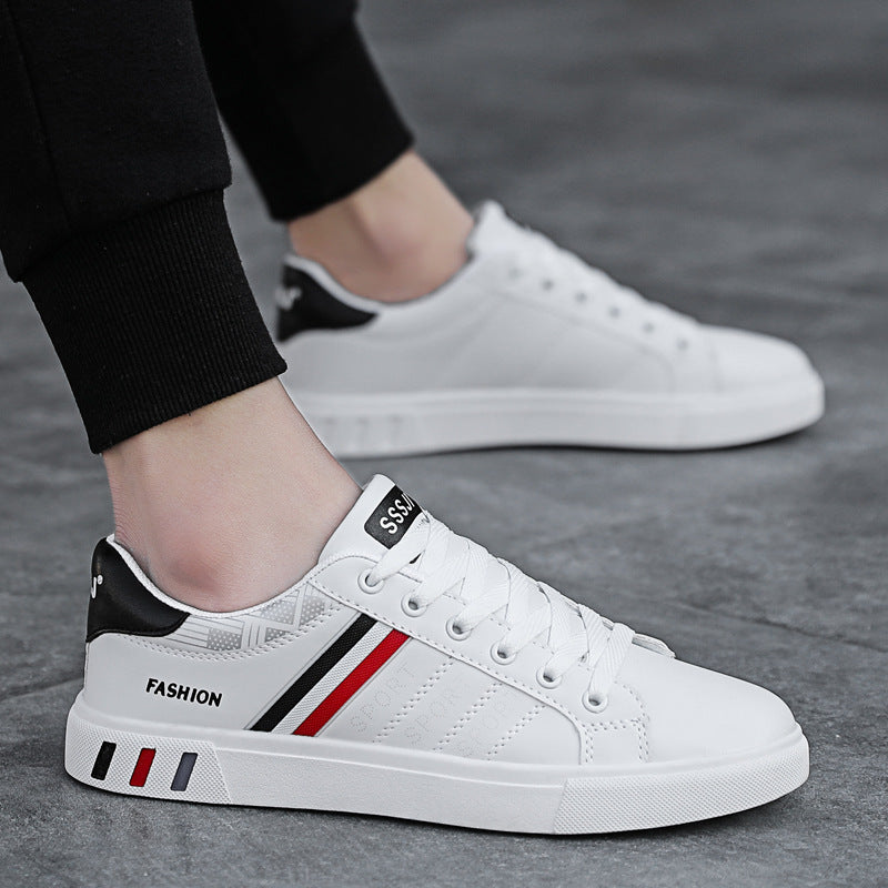 Noah - Weiße Herrenschuhe mit Streifen