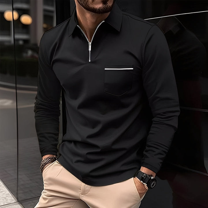 Bernard - Gemütliches Langarm-Poloshirt mit Tasche für Herren