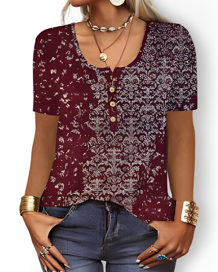 Charlee - Lockeres Boho-Shirt mit V-Ausschnitt für Damen