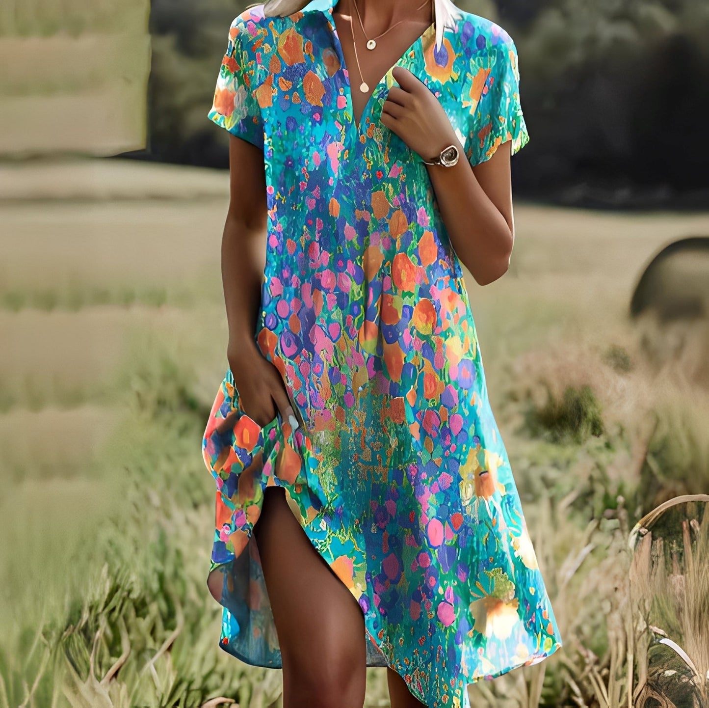 Eloise - Schickes Kleid mit kurzen Ärmeln für Damen