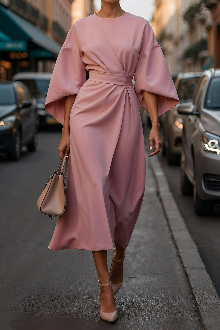 Nicole - Elegantes Damen-Midikleid mit Puffärmeln
