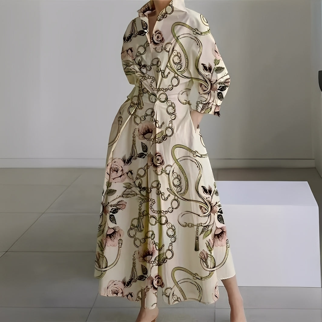 Lavina - Komfortables Kleid mit langen Ärmeln und Taschen für Frauen