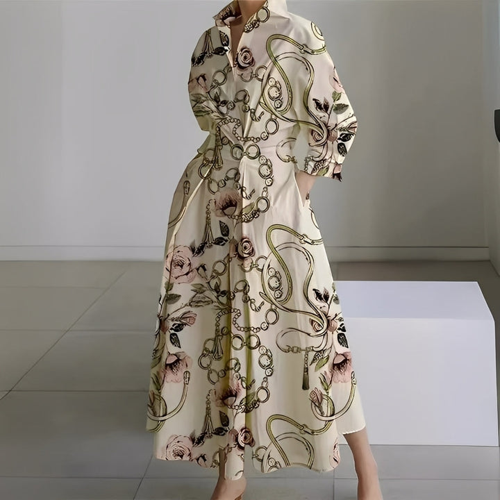 Lavina - Komfortables Kleid mit langen Ärmeln und Taschen für Frauen