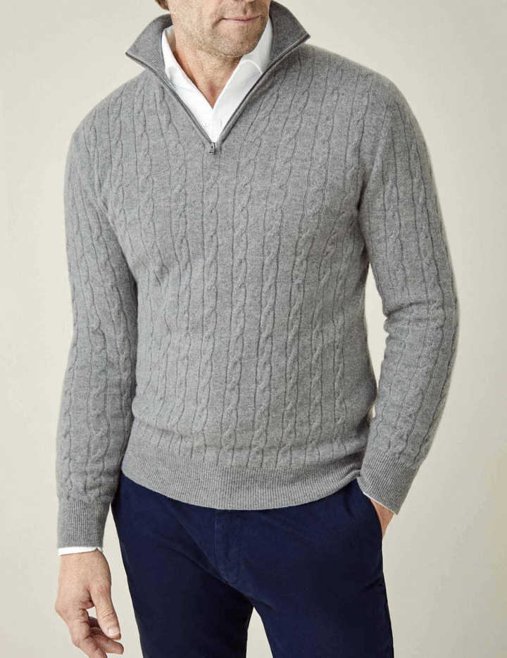 Zephyr - Pullover mit Zopfmuster und Reißverschluss