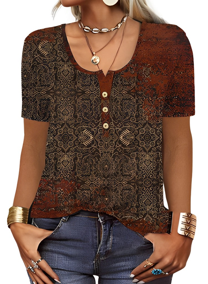 Charlee - Lockeres Boho-Shirt mit V-Ausschnitt für Damen
