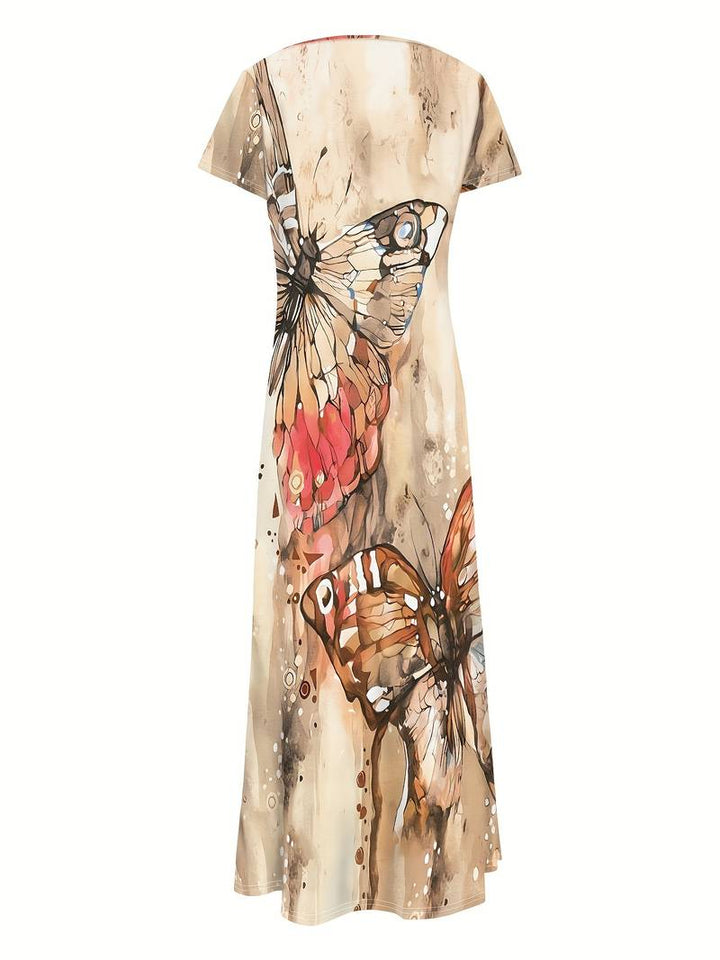 Sara – Kleid mit V-Ausschnitt und Schmetterlingen für Frühling und Sommer