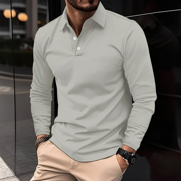 Dudley - Lässiges Langarm-Poloshirt mit Knöpfen für Herren