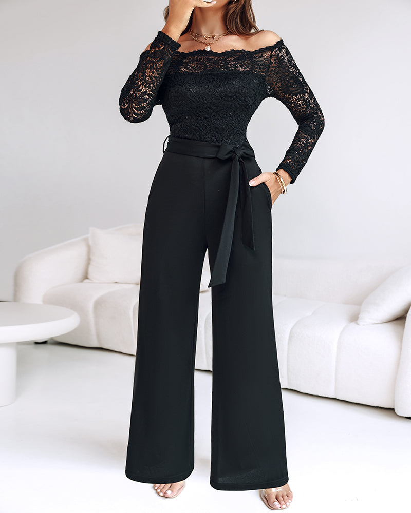 Camille – Eleganter Jumpsuit mit weitem Hosen und Spitze