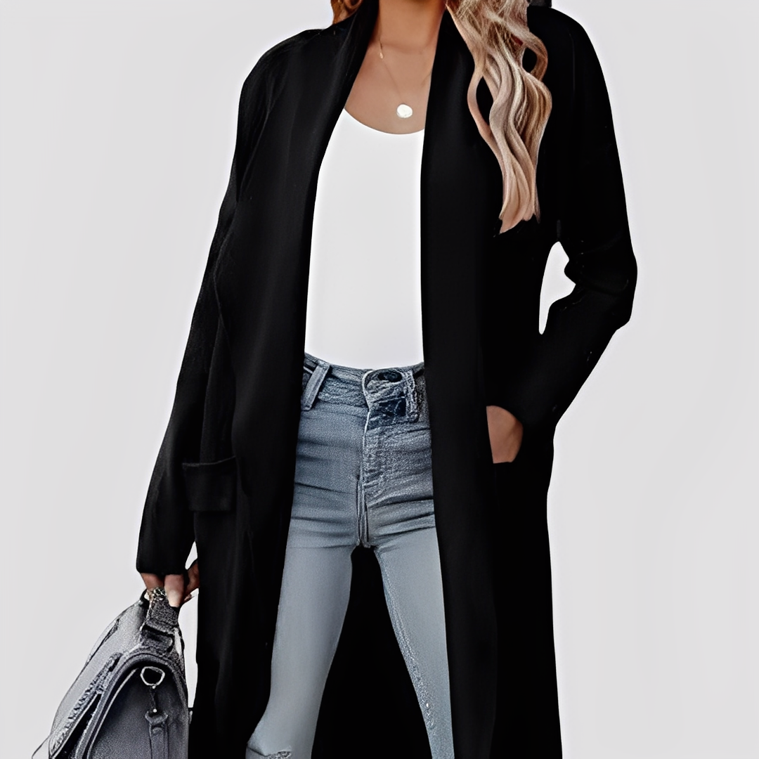 Chantal - Bequeme lange Tweed-Strickjacke für Damen
