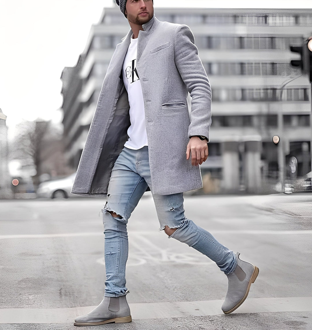 Cordell - Bequemer langer Herren-Wollmantel