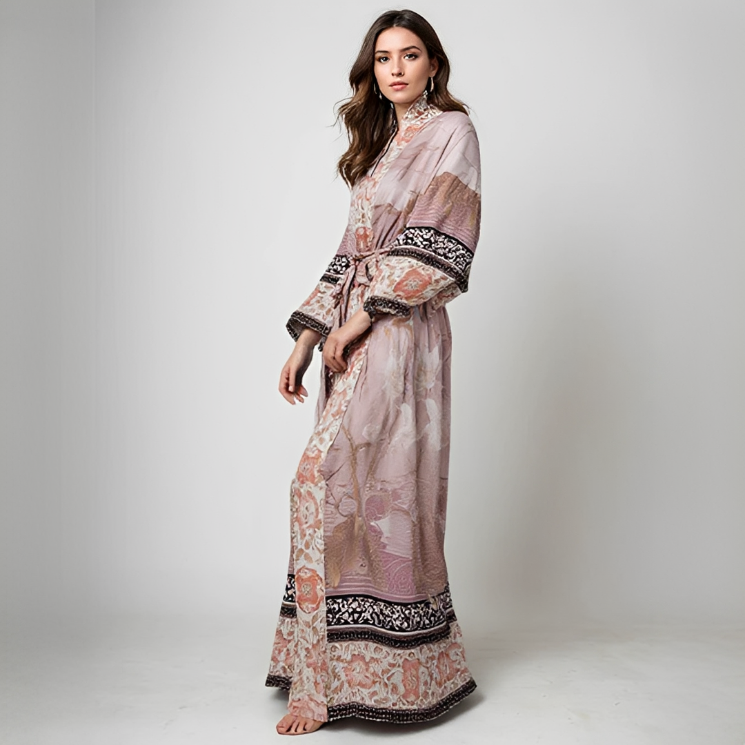 Barbarra - Elegantes langes Damenkleid mit Blumenmuster