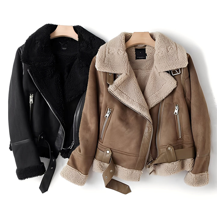 Yasmine - Warme Damen-Bikerjacke aus Lammfell