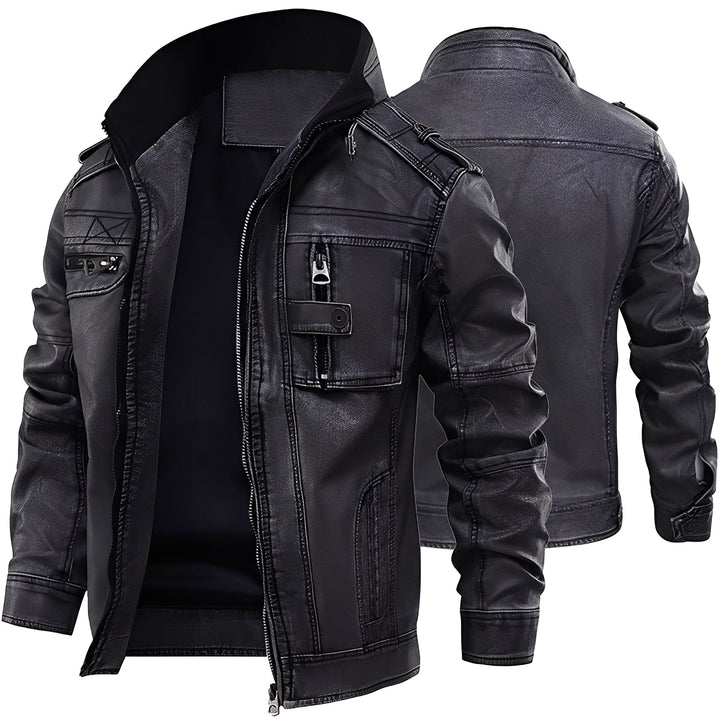 Kevin - Klassische Herren-Lederjacke mit Taschen
