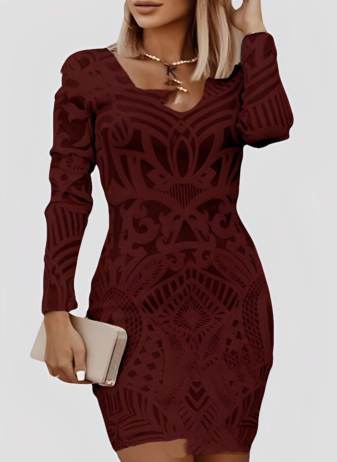 Caitlyn - Schickes, langärmeliges Damenkleid in enger Passform