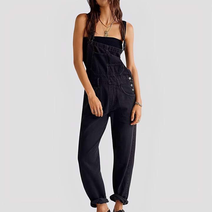 Mildred - Klassische, locker sitzende Damen-Jeans-Latzhose