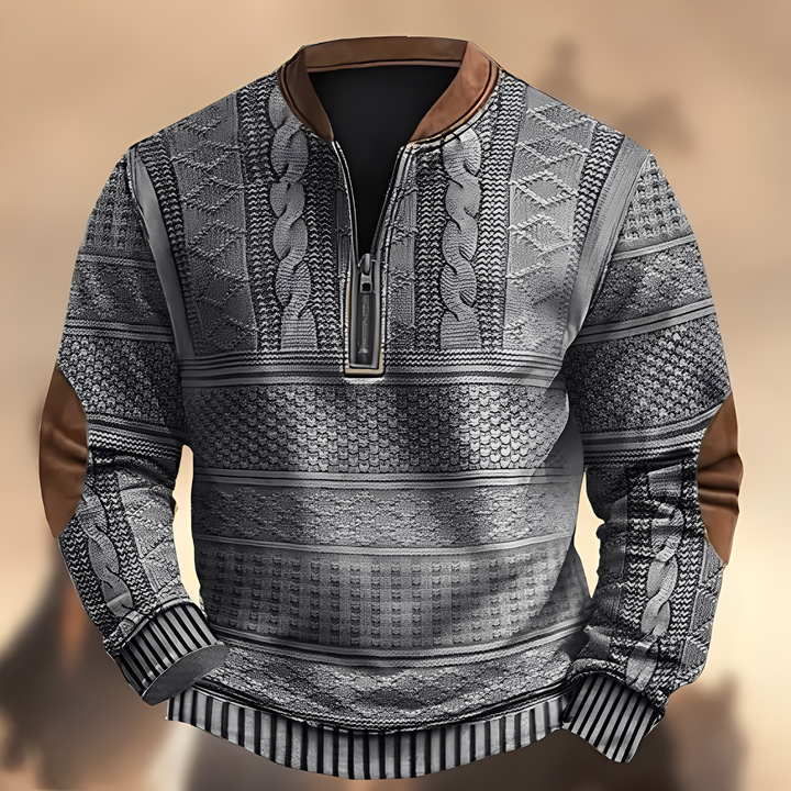 Edmund - Bequemer Pullover mit Druck und Reißverschluss für Herren