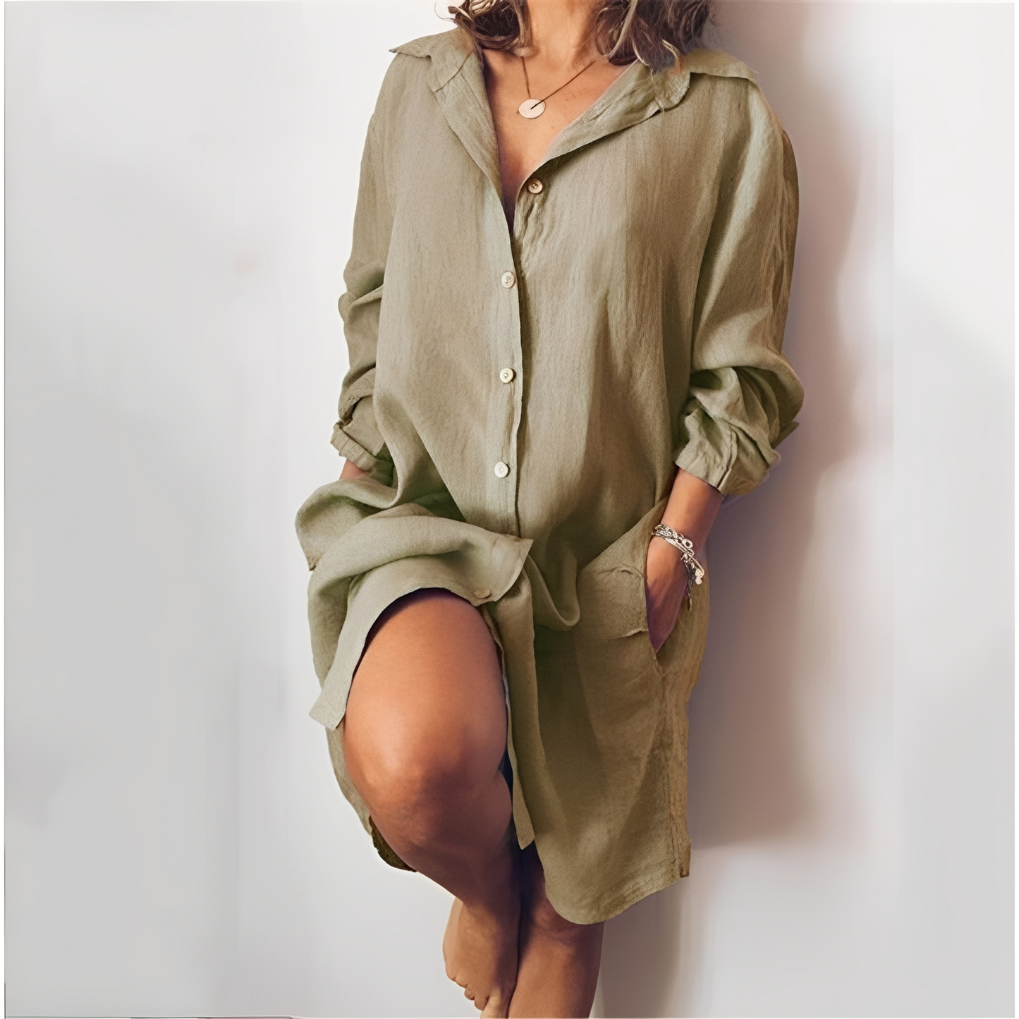 Lillian - Bequemes Langarm-Hemdkleid für Damen