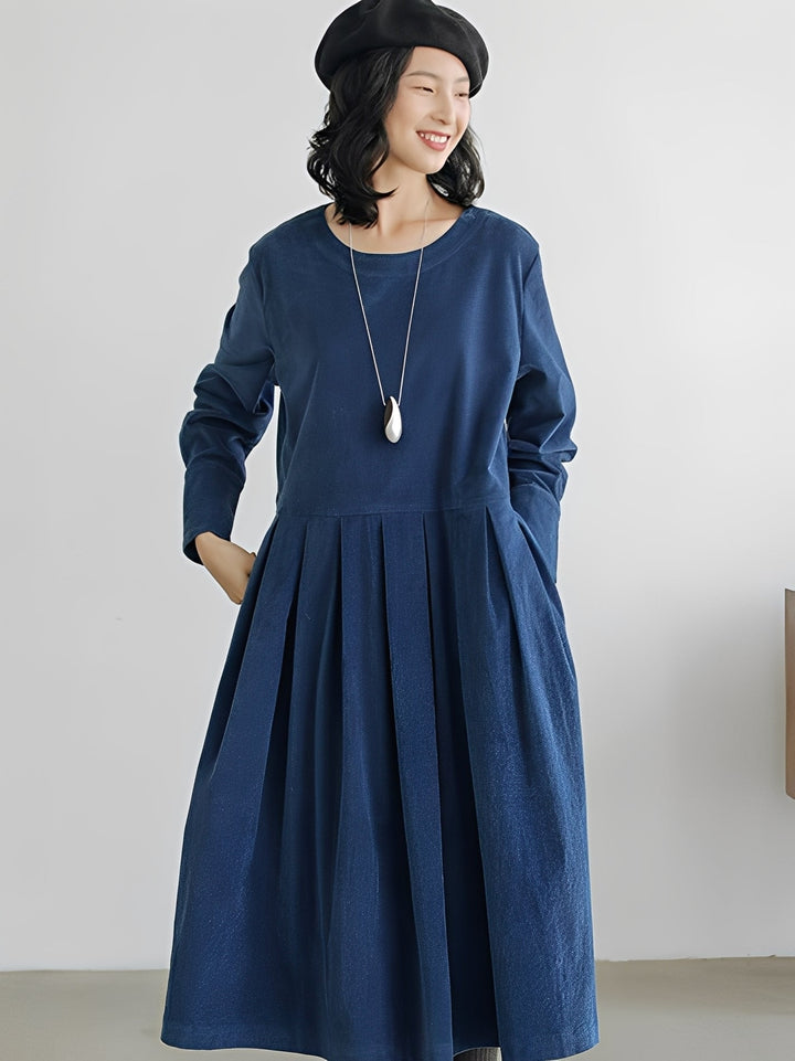 Shyanne - Bequemes, locker geschnittenes Cordkleid mit Taschen für Damen