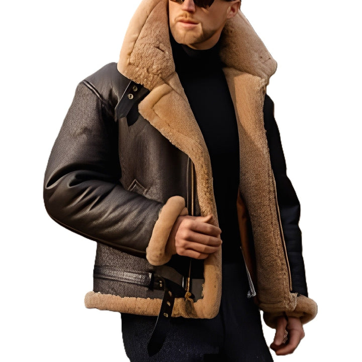 Jeffrey - Stylische Herren-Lederjacke mit warmem Sherpa-Futter