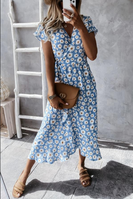 Claudine - Vintage-Blumenkleid mit Gänseblümchen
