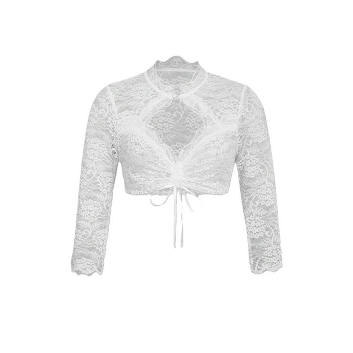 Berenice - Kurze Oktoberfest-Bluse mit Spitze für Damen