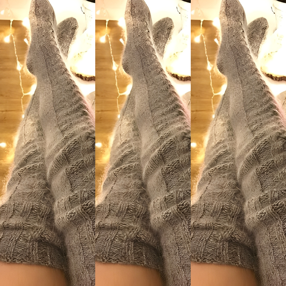 Hailee - Flauschige gestrickte Overknee-Socken für Damen