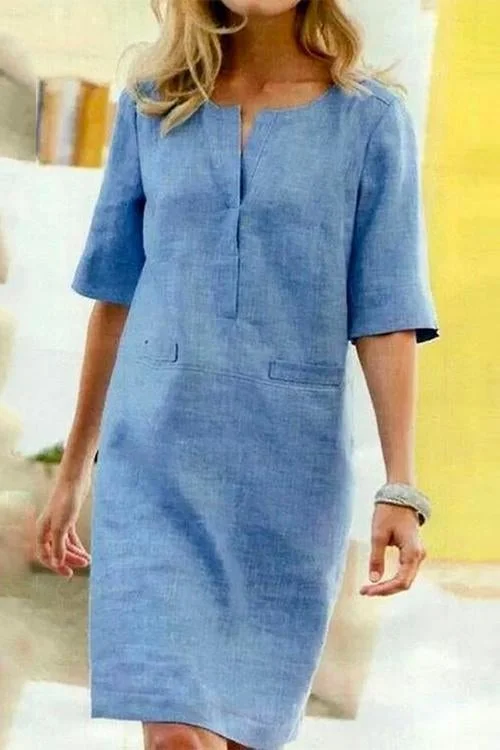 Alesandra - Kleid aus Baumwolle und Leinen mit leichtem Komfort