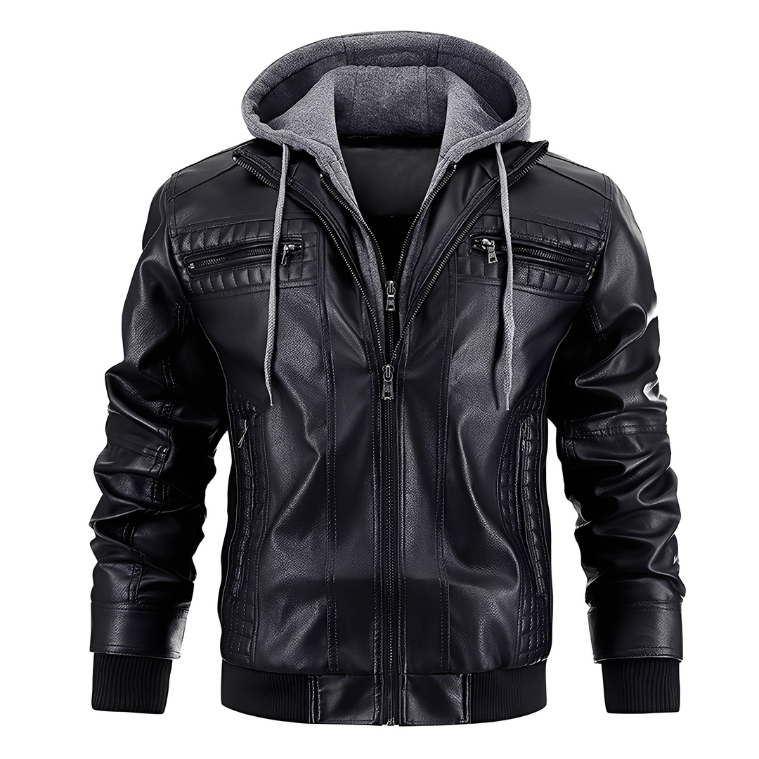Everard - Klassische Herren-Motorradjacke mit Kapuze