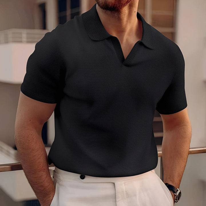 Harley - Einfaches Herren-Poloshirt mit kurzen Ärmeln und Wabenmuster