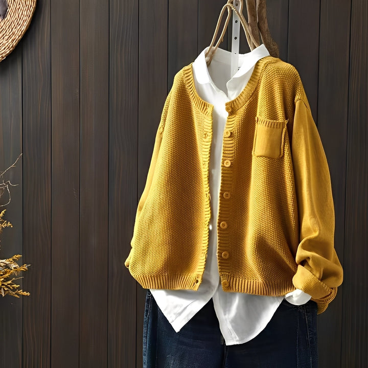 Shanon - Klassische, locker geschnittene Damen-Strickjacke