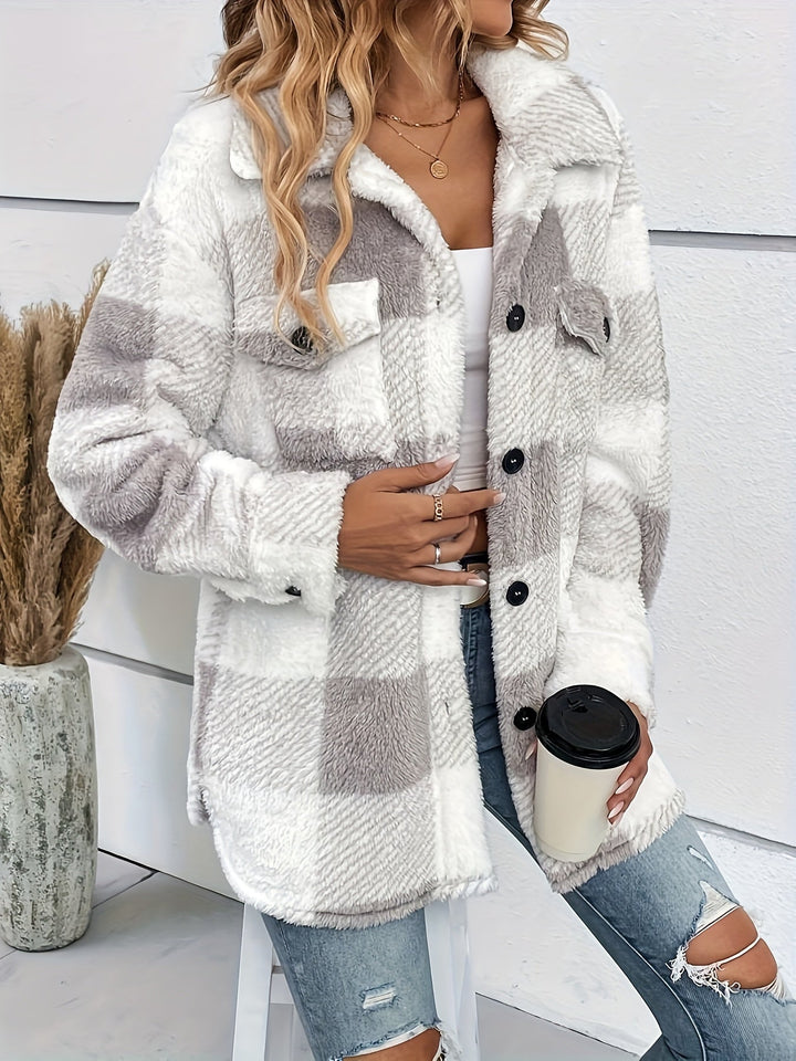 Julie - Warme Damen-Fleecejacke mit Karomuster