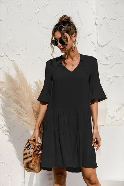 Fatima - Elegantes Sommerkleid mit Tiefer Taille