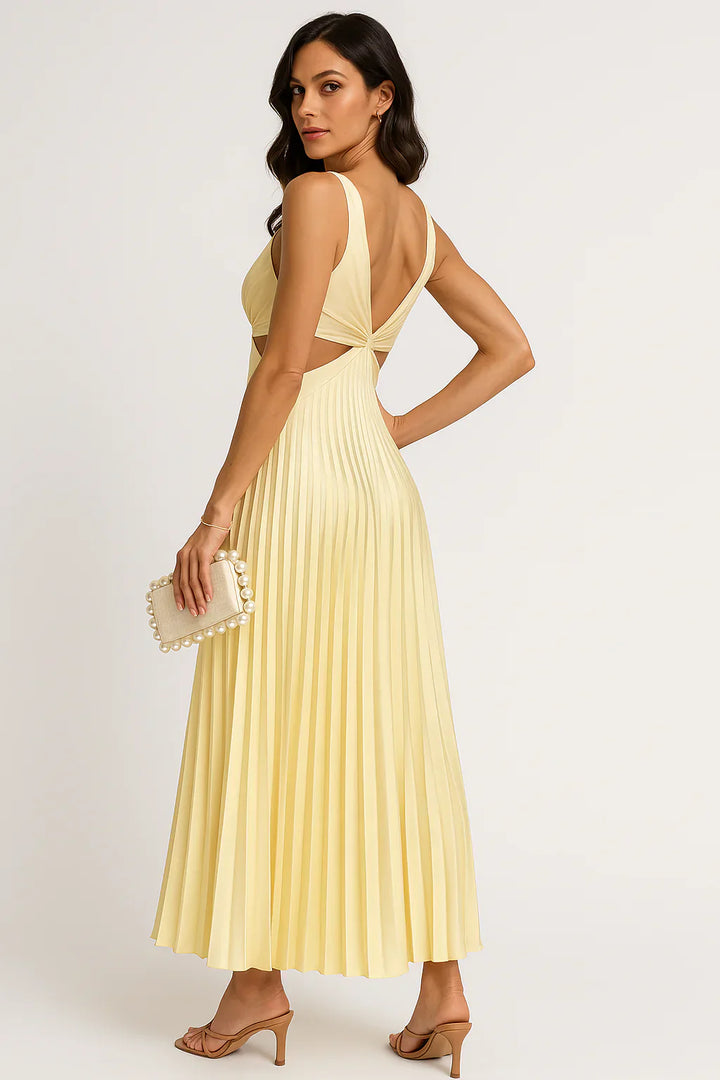 Geraldine - Elegantes Falten-Midikleid aus Satin