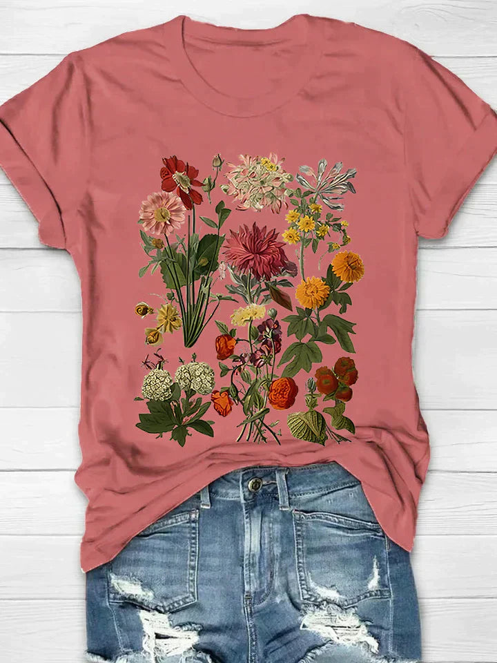 Liv - Damen T-Shirt mit Retro-Blümchenmuster