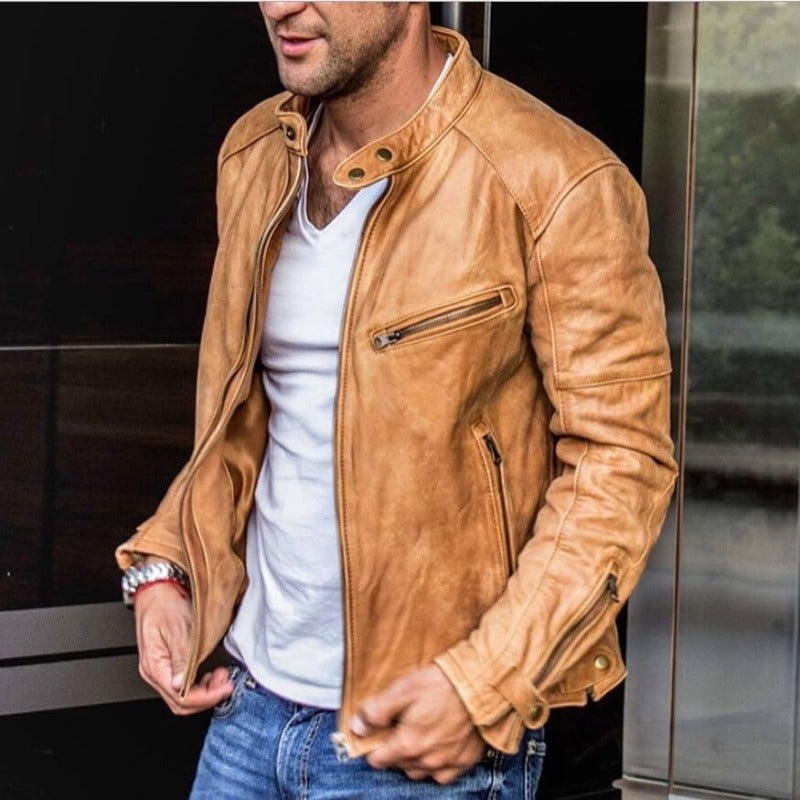 Steve - Stylische und wetterfeste Herrenlederjacke