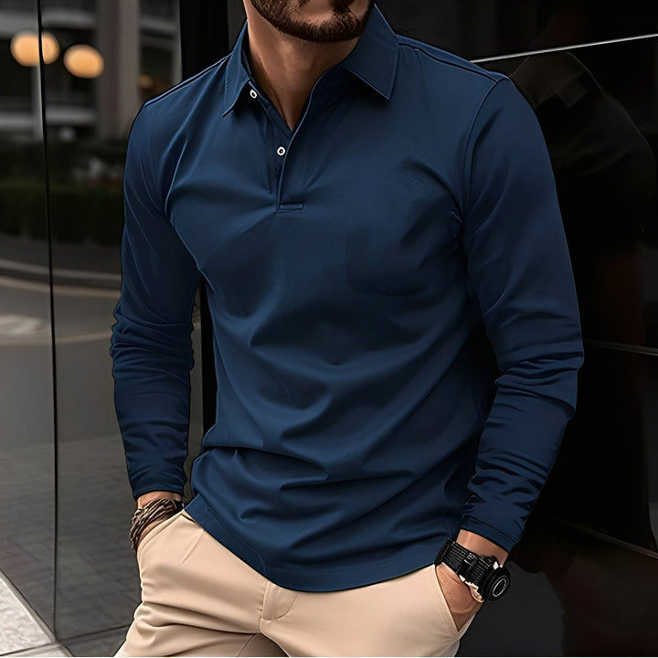 Dudley - Lässiges Langarm-Poloshirt mit Knöpfen für Herren