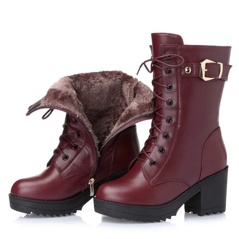 Claudia - Traditionelle Winterstiefel aus schwarzem Leder