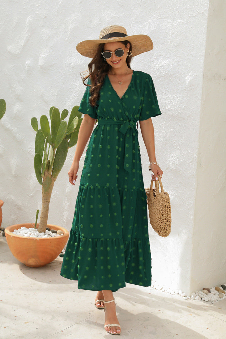 Cassy - Wunderschönes und Frisches Midi-Kleid in Grün