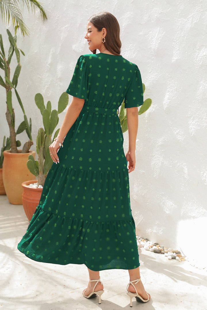 Cassy - Wunderschönes und Frisches Midi-Kleid in Grün
