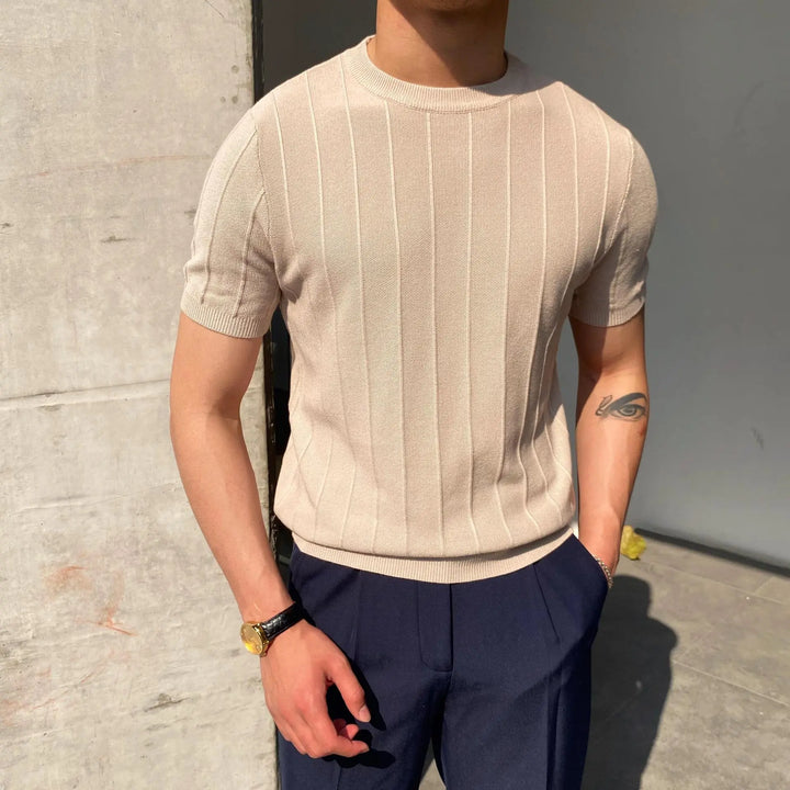 Sokka - Geripptes, legeres T-Shirt für Herren