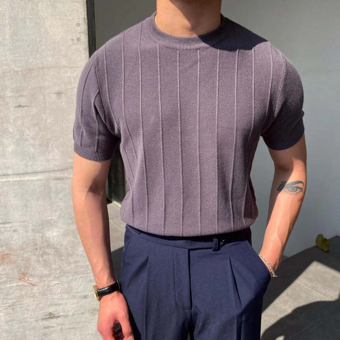 Sokka - Geripptes, legeres T-Shirt für Herren