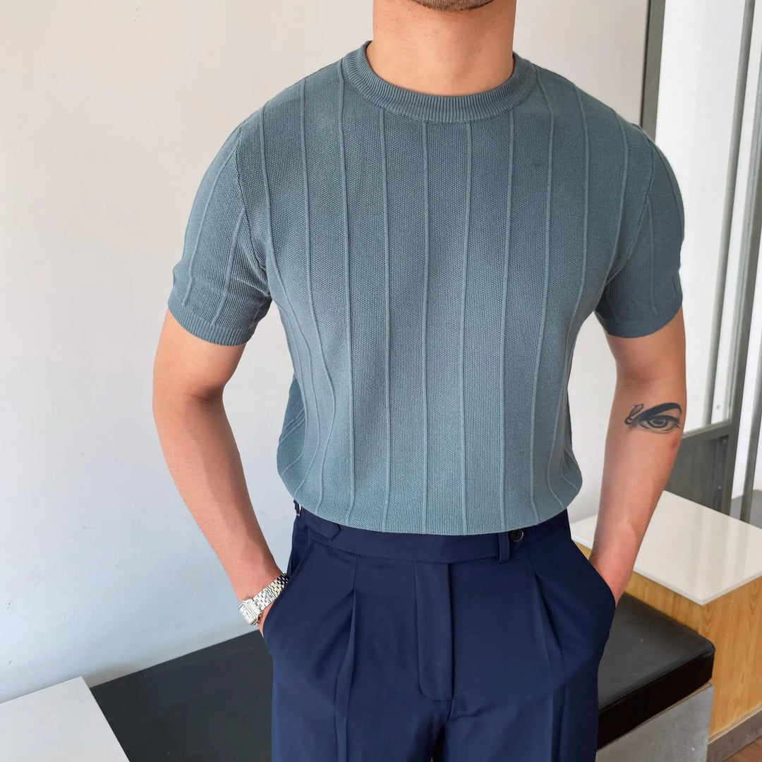 Sokka - Geripptes, legeres T-Shirt für Herren
