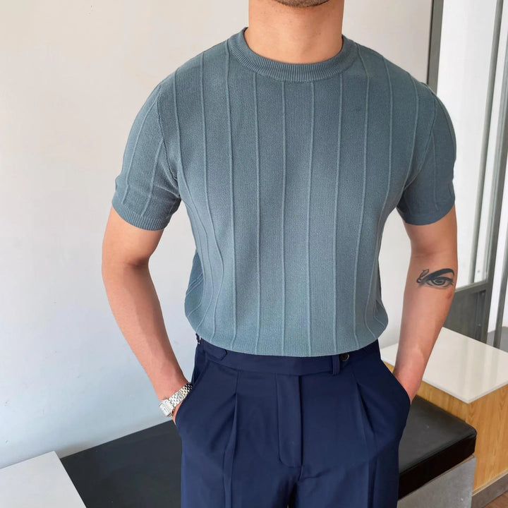Sokka - Geripptes, legeres T-Shirt für Herren
