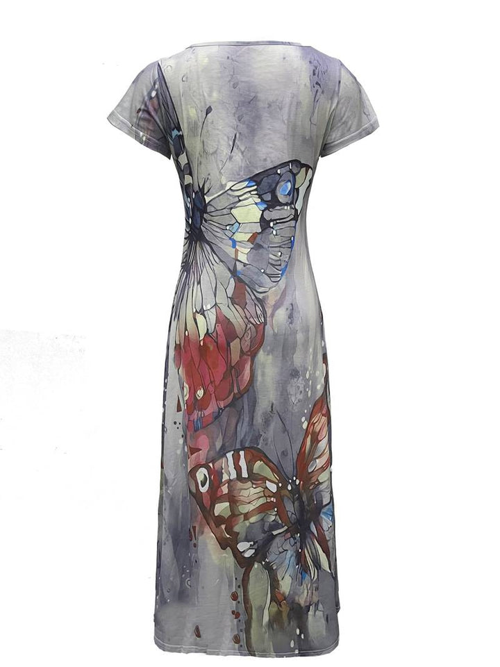 Sara – Kleid mit V-Ausschnitt und Schmetterlingen für Frühling und Sommer
