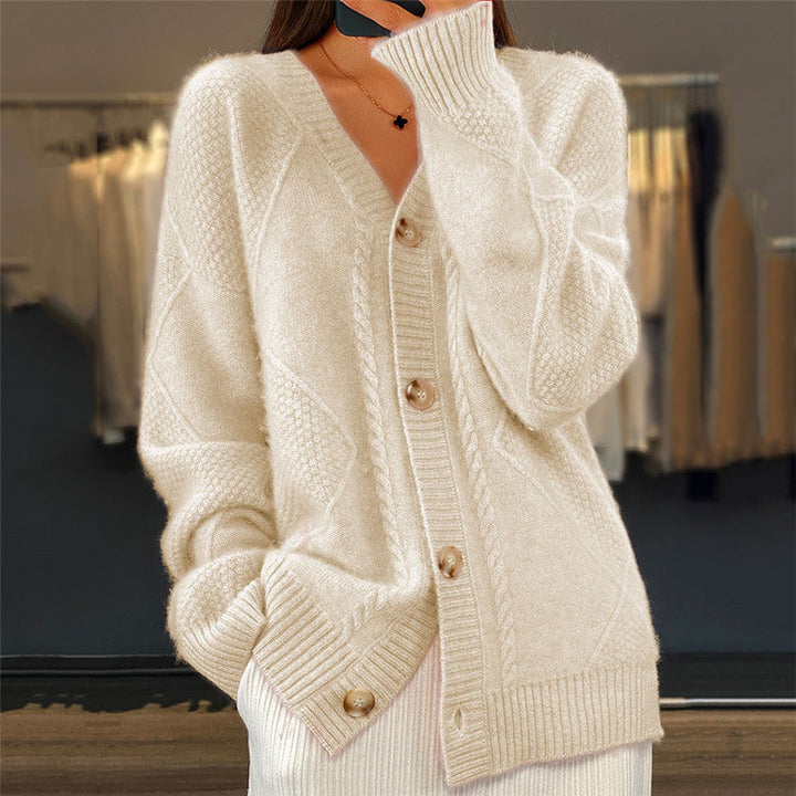 Jocelin - Gestrickte Jacke mit Brokatmuster für Damen