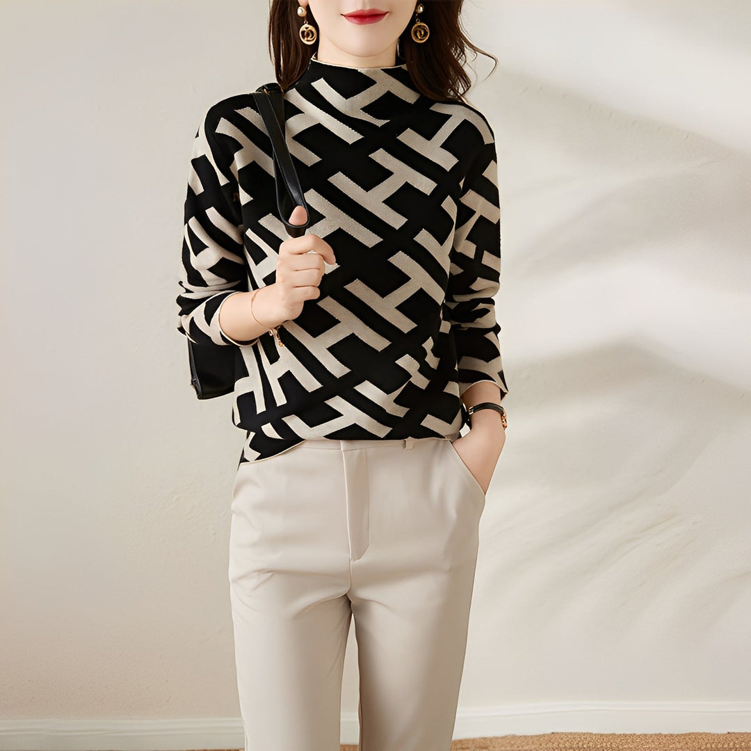 Eleanor - Stilvolles langärmliges Strickoberteil mit Design für Damen