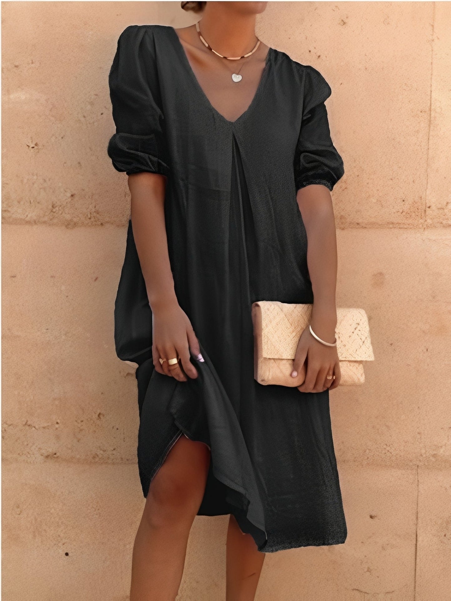 Nancy - Lockeres, bequem geschnittenes Midikleid für Damen